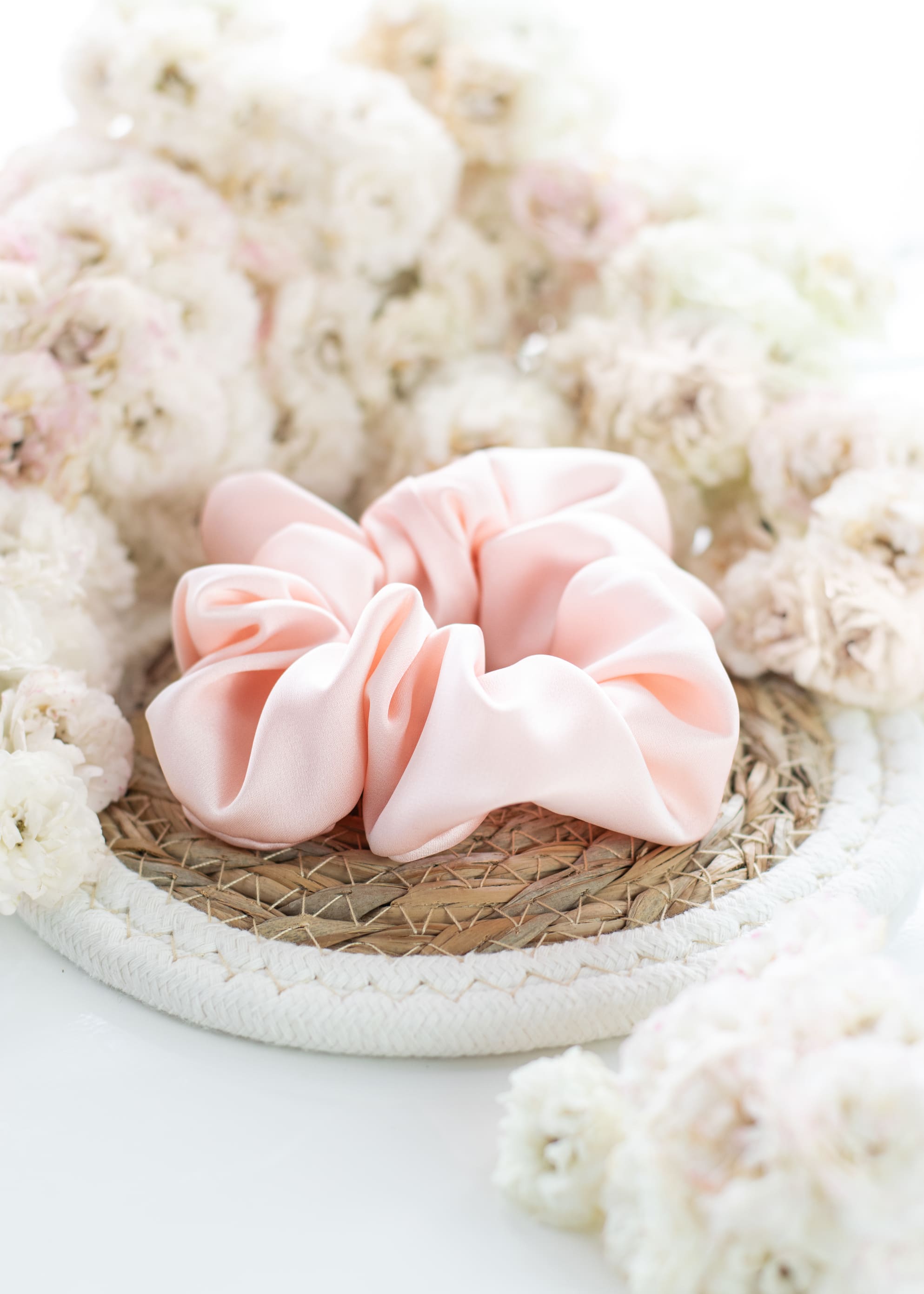 scrunchie z satyny jedwabnej pudrowy róż